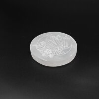 Ladeplatte Selenit rund mit Gravur Kristall