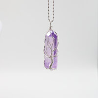 Anhänger Aura Quarz violett, mit Baum des Lebens