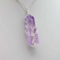 Anhänger Aura Quarz violett, mit Baum des Lebens