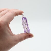 Anhänger Aura Quarz violett, mit Baum des Lebens