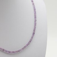 Kette Amethyst Kugeln 3 mm, Karabierverschluß Silber