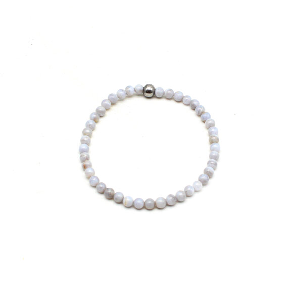Armband Chalcedon Kugeln 4 mm und Edelstahll Kugel 6 mm