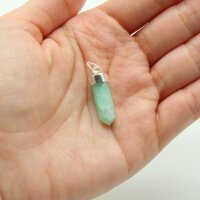 Anhänger Chrysopras Spitze, Silber gefasst