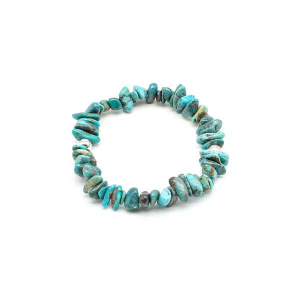 Armband Türkis Splitter natur mit Edelstahl Kugeln 6 mm