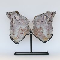 Scheiben pink Amethyst auf Metallständer "Schmetterling", 13,35 KG