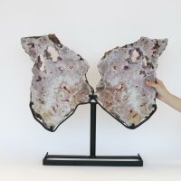 Scheiben pink Amethyst auf Metallständer "Schmetterling", 13,35 KG