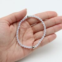 Armband Chalcedon Kugeln 4 mm mit silberfarbenen Kugeln