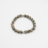 Armband Dalmatiner Jaspis Kugeln 8 mm und silberfarbenen Kugeln