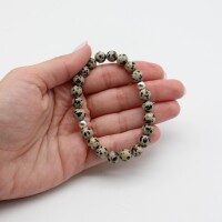 Armband Dalmatiner Jaspis Kugeln 8 mm und silberfarbenen Kugeln