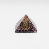 Pyramide Amethyst Orgonit7 x 7 cm mit Gravur Blume des...