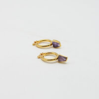 Ohrhänger Creolen mit Amethyst, vergoldet