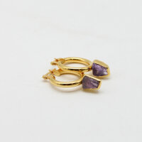 Ohrhänger Creolen mit Amethyst, vergoldet