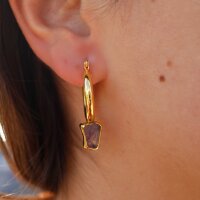 Ohrhänger Creolen mit Amethyst, vergoldet