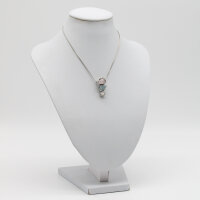 Kette mit Anhänger Rosenquarz, Aquamarin und Perle