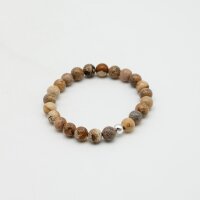 Armband Landschaftsjaspis Kugeln 8 mm mit silberfarbener...