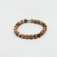 Armband Landschaftsjaspis Kugeln 8 mm mit silberfarbener Kugel