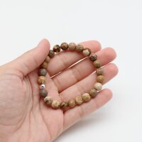 Armband Landschaftsjaspis Kugeln 8 mm mit silberfarbener Kugel