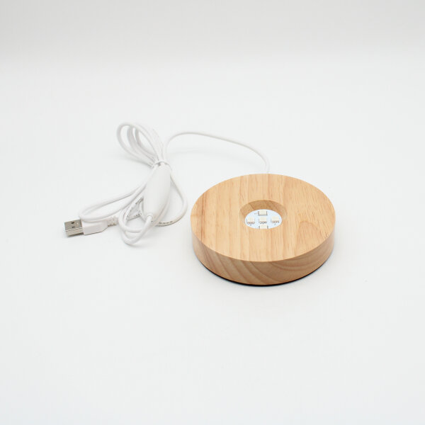 Holzsockel mit LED Lampe und Farbwechsler