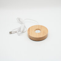 Holzsockel mit LED Lampe und Farbwechsler