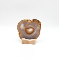 Holzständer mit Achatscheibe und integriertem Teelichthalter. 3