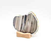 Holzständer mit Achatscheibe und integriertem Teelichthalter. 4