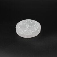 Ladeplatte Selenit rund mit Gravur Mandala - Design
