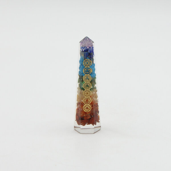 Obelisk 7 Chakra Orgonit mit Chakra Graur