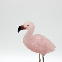 Flamingo aus Rosenquarz, Base Calcit