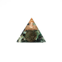 Pyramide Smaragd Orgonit 7 x 7 cm mit Gravur Blume des Lebens
