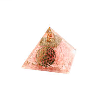 Pyramide Rosenquarz Orgonit7 x 7 cm mit Gravur Blume des...