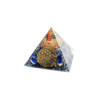 Pyramide Lapis Lazuli Orgonit 7 x 7 cm mit Gravur Blume...