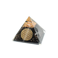 Pyramide Schungit Orgonit 7 x 7 cm mit Gravur Blume des...