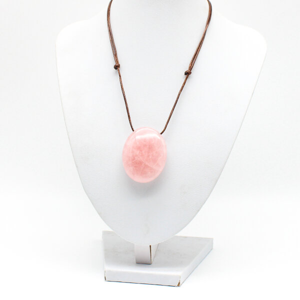 Anhänger Rosenquarz oval mit Band