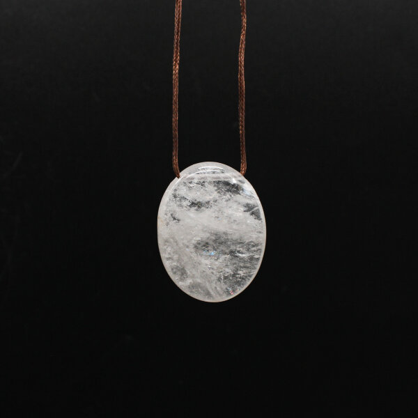 Anhänger Bergkristall oval mit Band