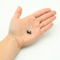 Ohrhänger Turmalin schwarz oval, 925er Silber gefasst