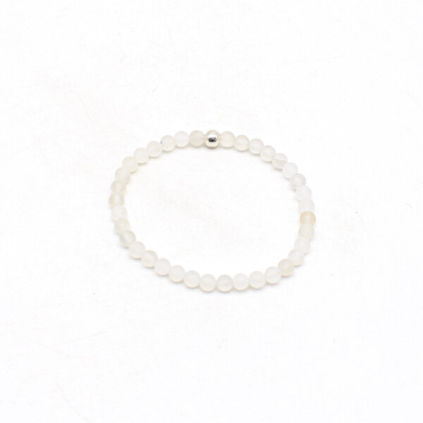 Armband Bergkristall gefrostet Kugeln 5 mm mit silberfarbener Kugel