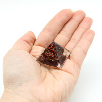 Pyramide Granat Orgonit 3 x 3 cm mit Kupferspirale