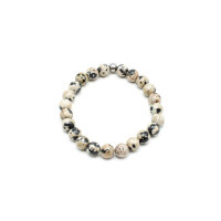 Armband Dalmatiner Jaspis Kugeln 8 mm und Edelstahl Kugel
