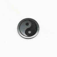 Handyplättchen Schungit rund mit Yin Yang Gravur