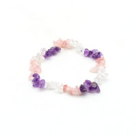 Armband Bergkristall, Rosenquarz und Amethyst Splitter