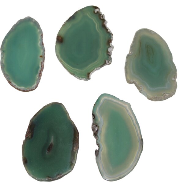 Green Dyed Agate Slices, Size 00, Pack of 10